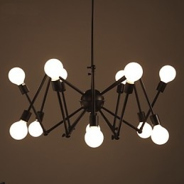 Lampadario ragno in metallo nero stile loft americano a 12 luci