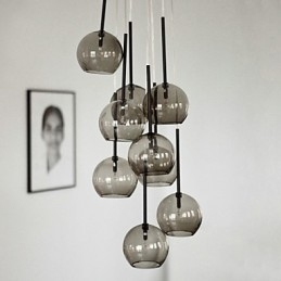 Lampada a sospensione country mini in metallo dipinto, 3 lampadine E9