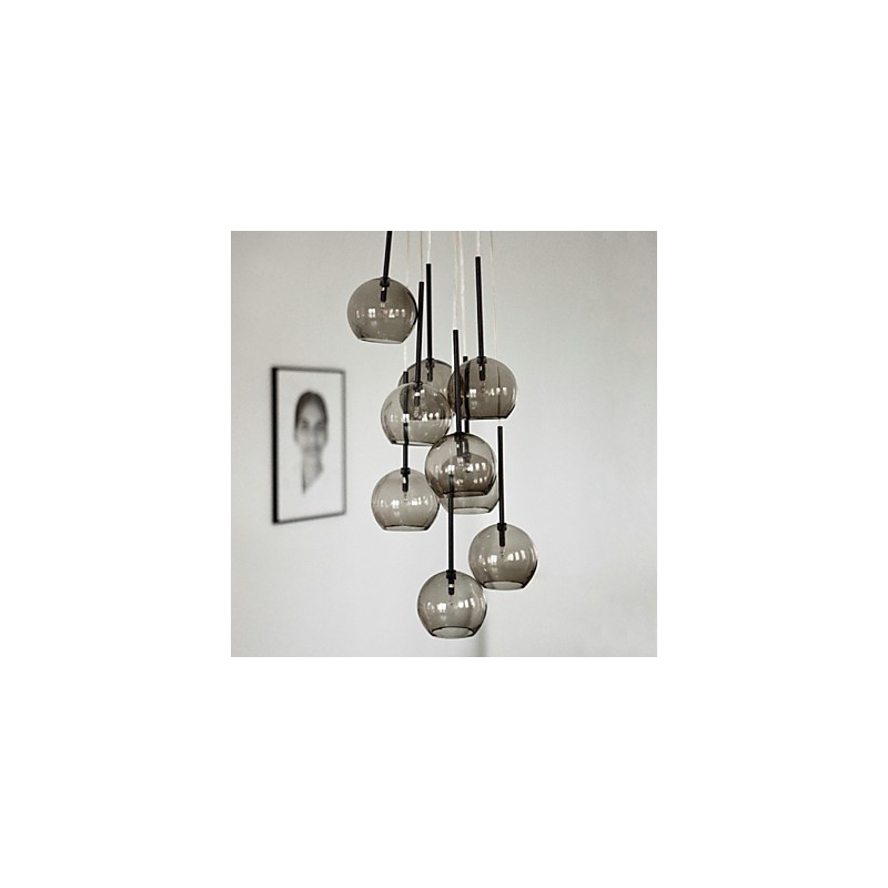 Lampada a sospensione country mini in metallo dipinto, 3 lampadine E9