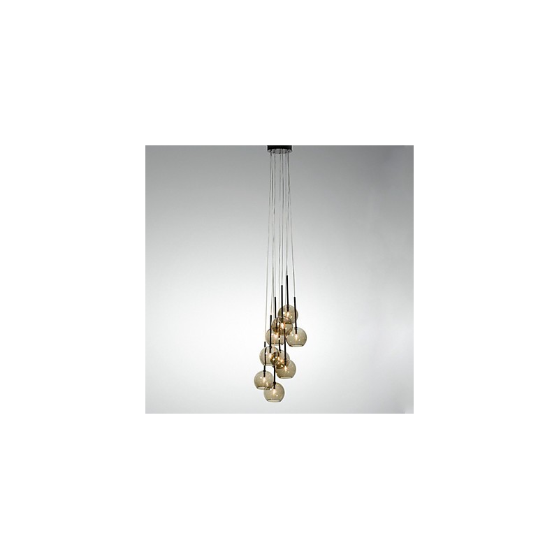 Lampada a sospensione country mini in metallo dipinto, 3 lampadine E9