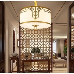 Lampada a sospensione stile cinese moderno, dorata, 1 luce