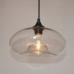 Lampada a sospensione moderna 1 luce con paralume trasparente in vetro