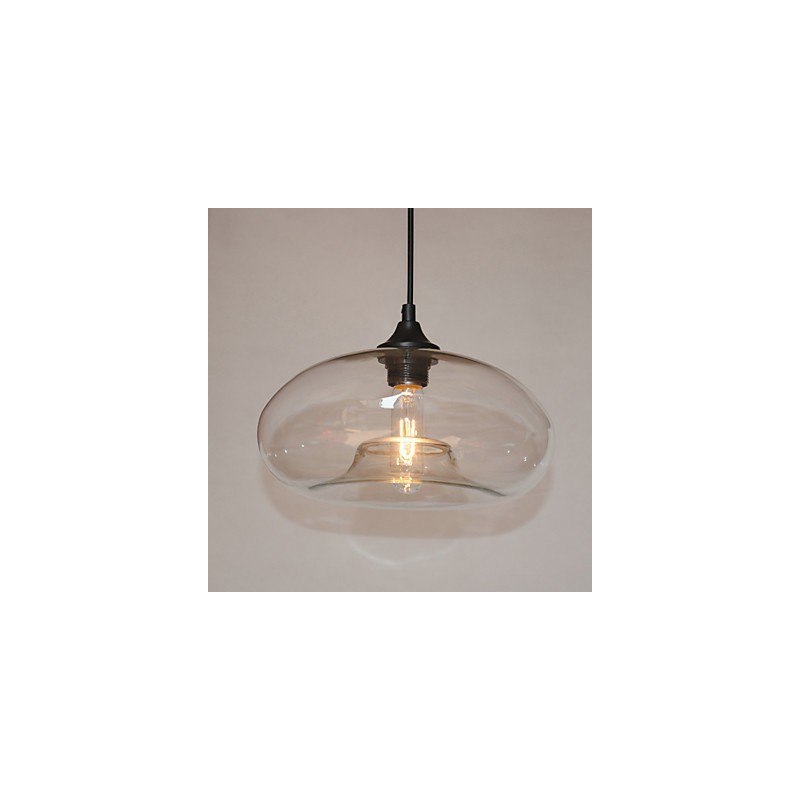 Lampada a sospensione moderna 1 luce con paralume trasparente in vetro