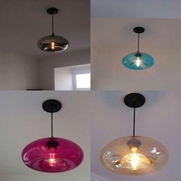 Lampada a sospensione moderna 1 luce con paralume trasparente in vetro