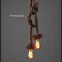 Lampada a sospensione 1 luce in corda di canapa a goccia, marrone, 150 cm