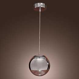 Lampada a sospensione Globe Mini moderna in metallo cromato e vetro trasparente