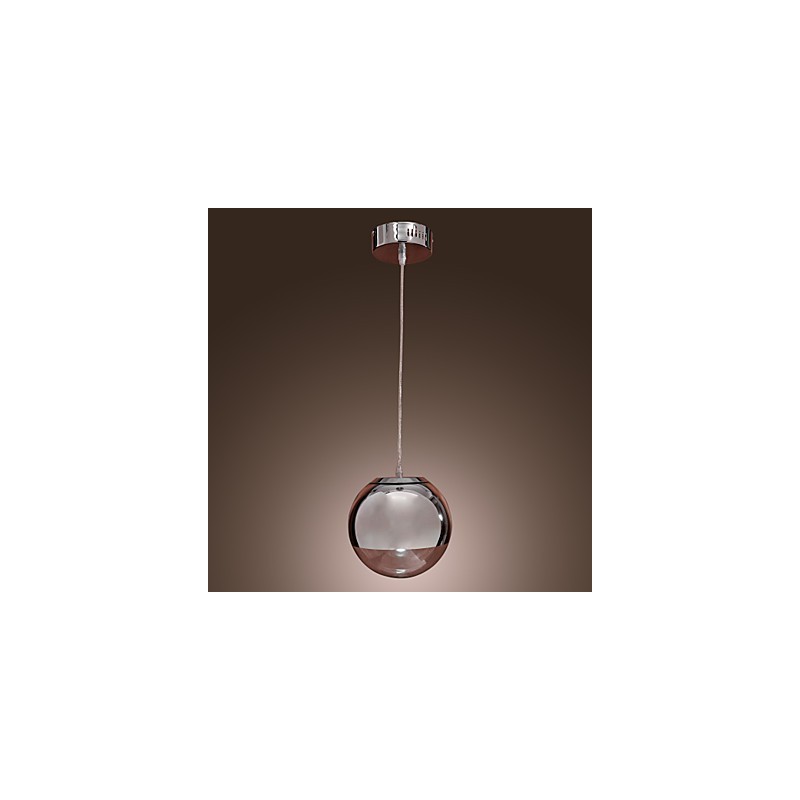 Lampada a sospensione Globe Mini moderna in metallo cromato e vetro trasparente