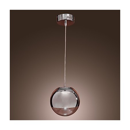 Lampada a sospensione Globe Mini moderna in metallo cromato e vetro trasparente