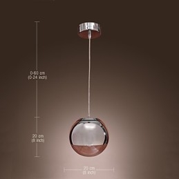 Lampada a sospensione Globe Mini moderna in metallo cromato e vetro trasparente