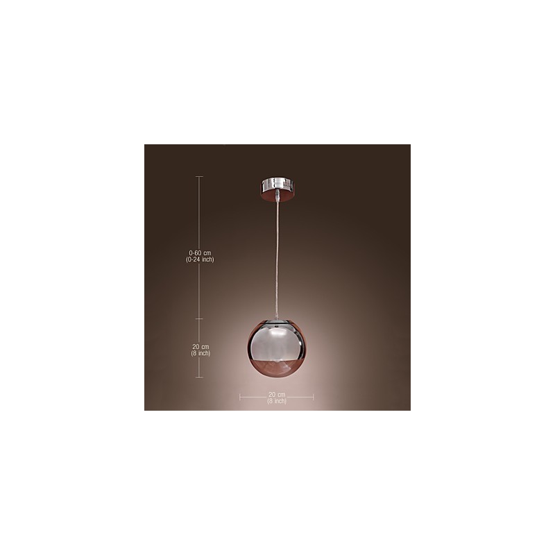 Lampada a sospensione Globe Mini moderna in metallo cromato e vetro trasparente