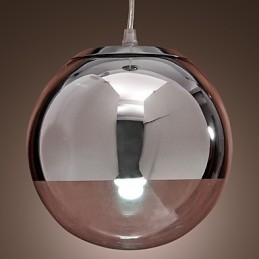Lampada a sospensione Globe Mini moderna in metallo cromato e vetro trasparente