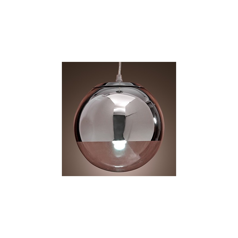Lampada a sospensione Globe Mini moderna in metallo cromato e vetro trasparente