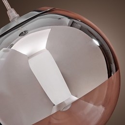 Lampada a sospensione Globe Mini moderna in metallo cromato e vetro trasparente