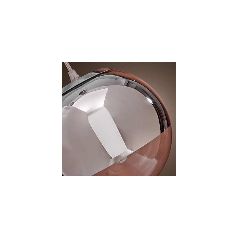 Lampada a sospensione Globe Mini moderna in metallo cromato e vetro trasparente