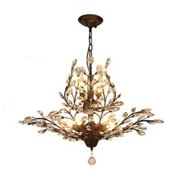 Lampadario vintage in cristallo a 7 luci in metallo nero o oro
