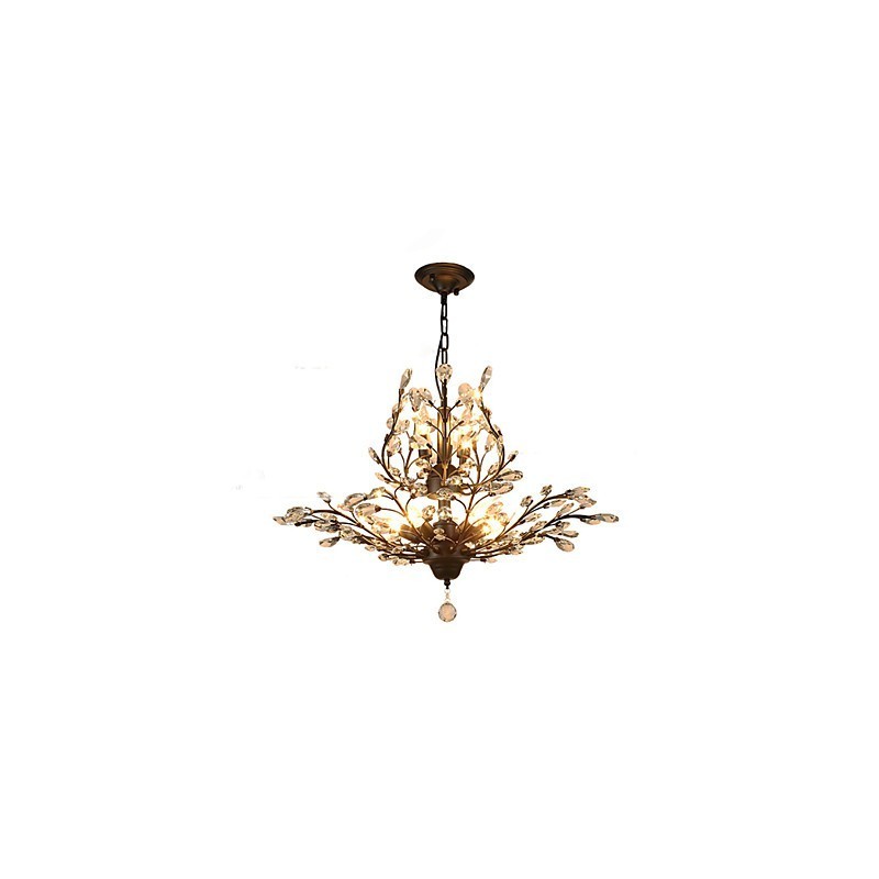 Lampadario vintage in cristallo a 7 luci in metallo nero o oro