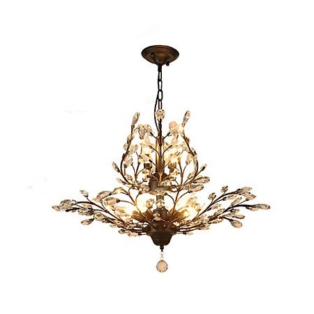 Lampadario vintage in cristallo a 7 luci in metallo nero o oro
