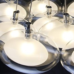 Lampada a sospensione moderna in metallo cromato e vetro trasparente