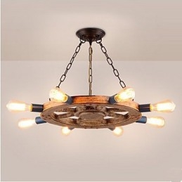 Lampadario sospeso nostalgico in ferro e resina