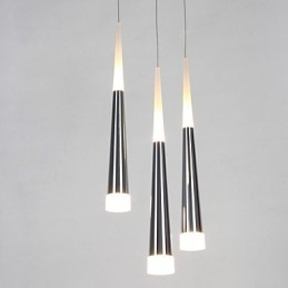 Lampada a sospensione tripla moderna in metallo argento con baldacchino rotondo