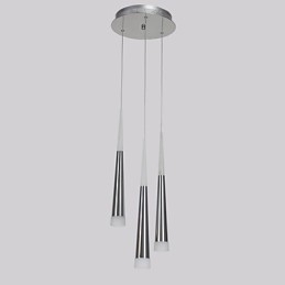 Lampada a sospensione tripla moderna in metallo argento con baldacchino rotondo