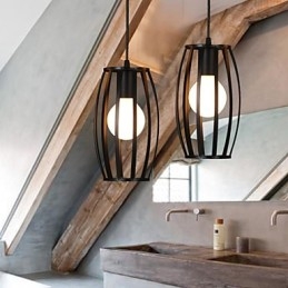 Lampada a sospensione in ferro battuto e vetro, 1 luce