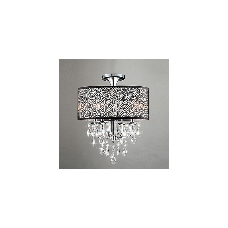 Lampadario a filo mini tamburo in cristallo cromato moderno contemporaneo