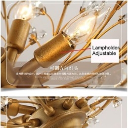 Lampadario vintage in cristallo a 7 luci in metallo nero o oro