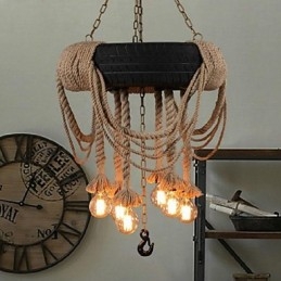 Lampada a sospensione vintage mini in plastica marrone con decorazione in tessuto nero