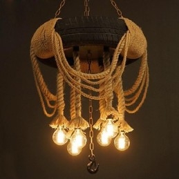 Lampada a sospensione vintage mini in plastica marrone con decorazione in tessuto nero