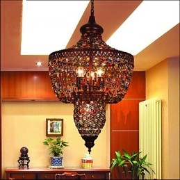 Lampada a sospensione in cristallo stile mediterraneo multicolore