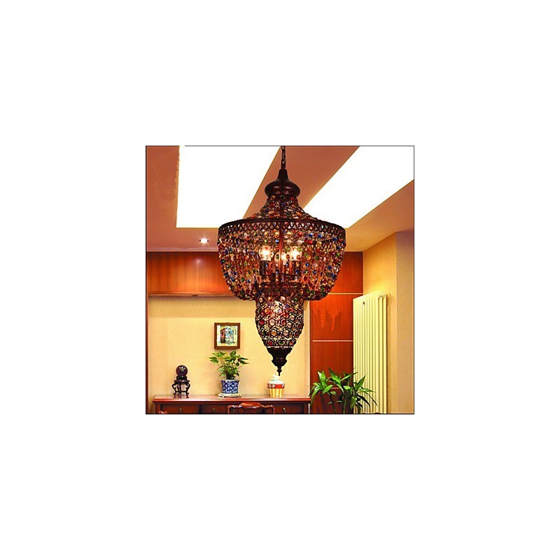 Lampada a sospensione in cristallo stile mediterraneo multicolore