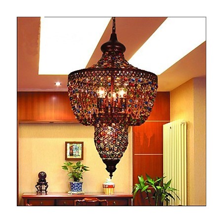 Lampada a sospensione in cristallo stile mediterraneo multicolore