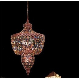 Lampada a sospensione in cristallo stile mediterraneo multicolore