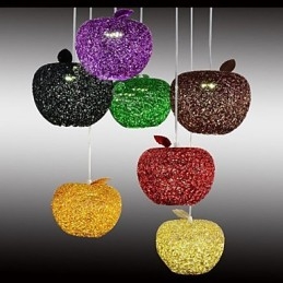 Lampadario a sospensione in alluminio intrecciato a 7 luci a forma di mela multicolore