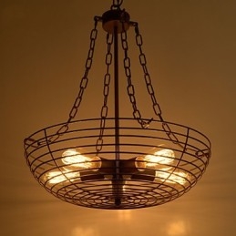 Lampada a sospensione retrò in metallo, 5 luci, E26/E27, regolabile