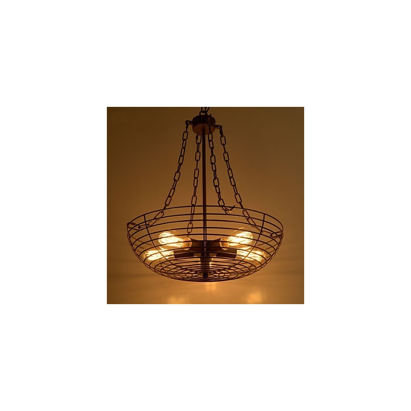 Lampada a sospensione retrò in metallo, 5 luci, E26/E27, regolabile