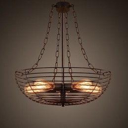 Lampada a sospensione retrò in metallo, 5 luci, E26/E27, regolabile