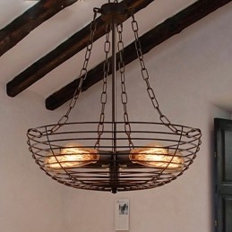 Lampada a sospensione retrò in metallo, 5 luci, E26/E27, regolabile
