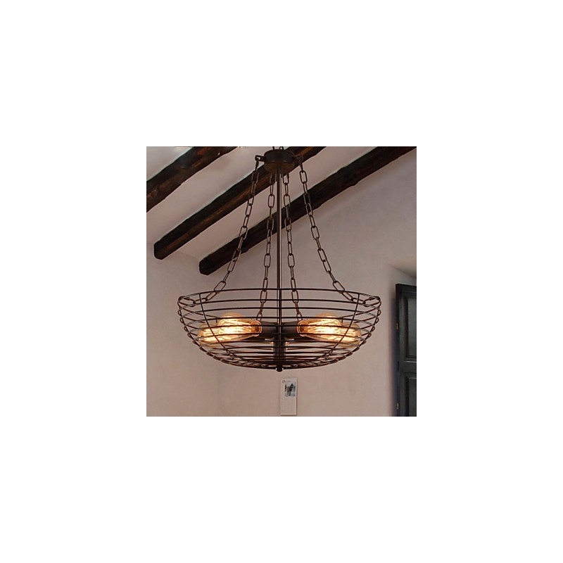 Lampada a sospensione retrò in metallo, 5 luci, E26/E27, regolabile