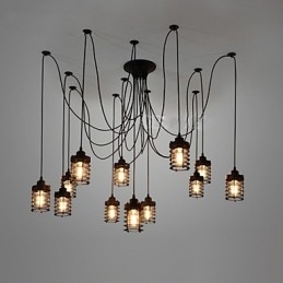 Lampadario a sospensione vintage Edison multiplo regolabile in metallo