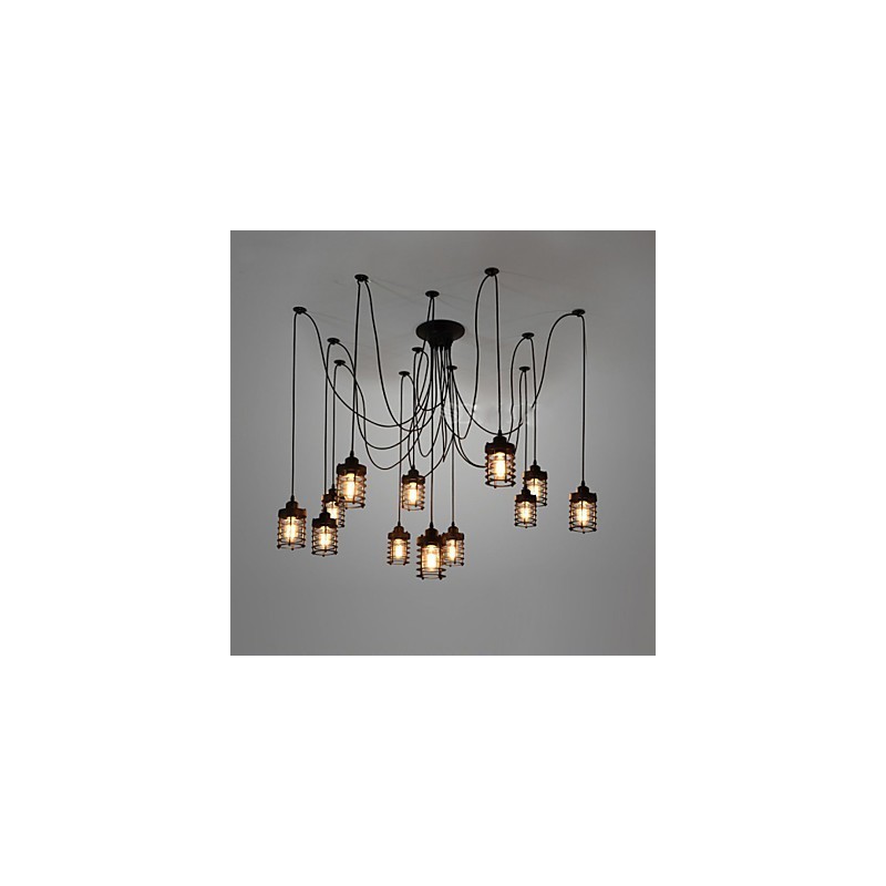 Lampadario a sospensione vintage Edison multiplo regolabile in metallo