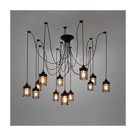 Lampadario a sospensione vintage Edison multiplo regolabile in metallo