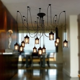 Lampadario a sospensione vintage Edison multiplo regolabile in metallo