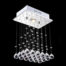 Lampada a sospensione mini LED in cristallo elettroplaccato trasparente e argento, GU10