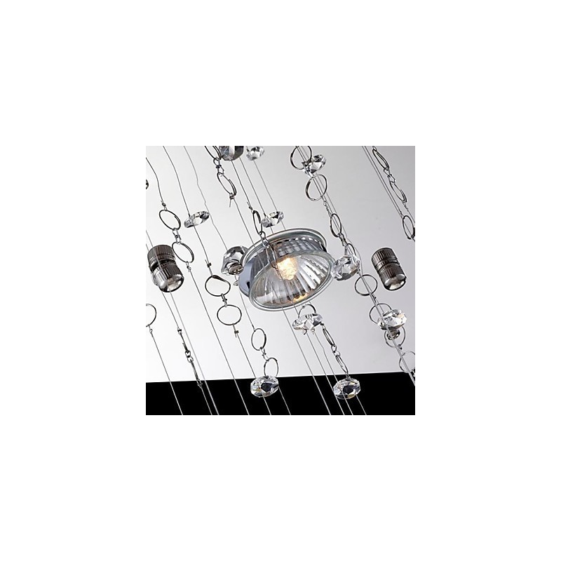 Lampada a sospensione mini LED in cristallo elettroplaccato trasparente e argento, GU10