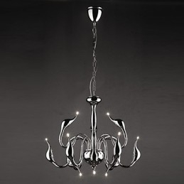 Lampadario moderno contemporaneo in metallo elettroplaccato stile candela 8 luci G4