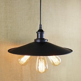 Lampada a sospensione vintage retrò country classica in metallo nero, 3 lampadine E26/E27