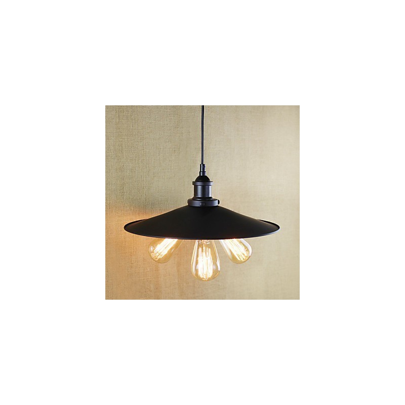 Lampada a sospensione vintage retrò country classica in metallo nero, 3 lampadine E26/E27