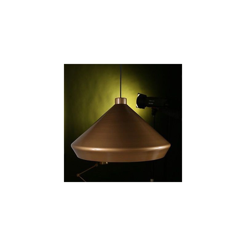 Lampadario a sospensione retrò industriale americano in ottone antico